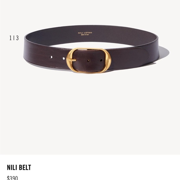 Nili Lotan Dark Brown Leather Belt with Gold Buckle - Picture 4 of 6